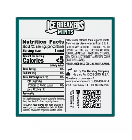 ICE BREAKERS Wintergreen Sugar Free Breath Mints, Movie Treat, Tins (1.5 oz, 8 Count)