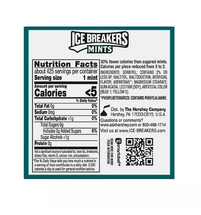 ICE BREAKERS Wintergreen Sugar Free Breath Mints, Movie Treat, Tins (1.5 oz, 8 Count)