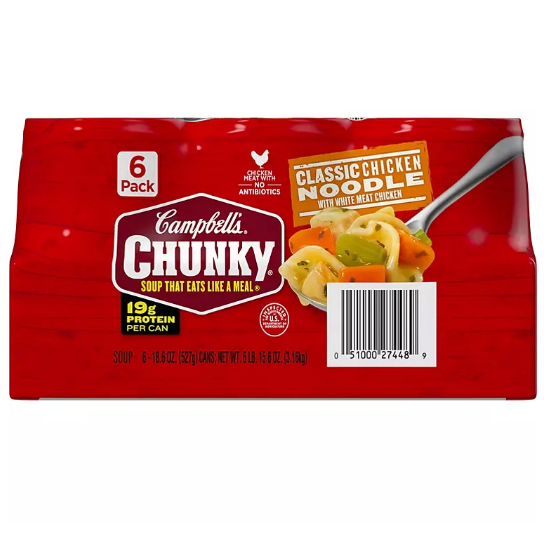 Campbell's Chunky Classic Chicken Noodle Soup (18.6 oz., 6 pk.)