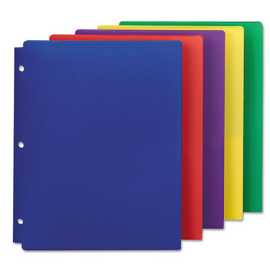 Smead Campus.org Poly Snap-In Two-Pocket Folder, Assorted Colors (11" x 8 1/2", 10 pk.)