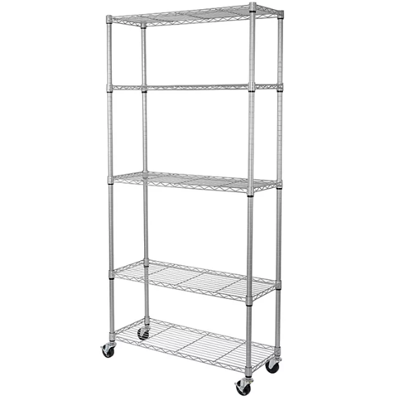 Seville Classics 5-Tier Steel Wire Shelving, 36” W x 14” D x 76” H