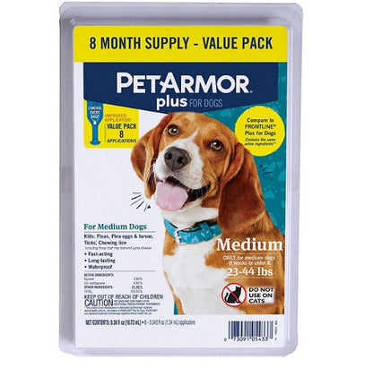 PetArmor Plus Flea and Tick Prevention for Dogs, 8-Month Supply (Choose Your Size)