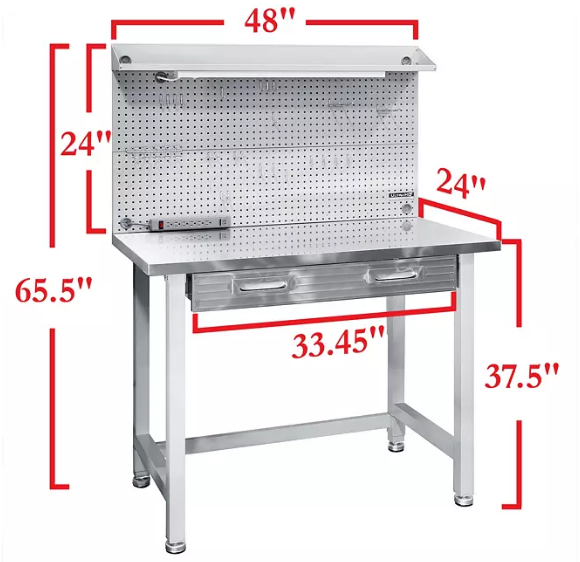 Seville Classics UltraHD Stainless Steel LED Lighted Workcenter