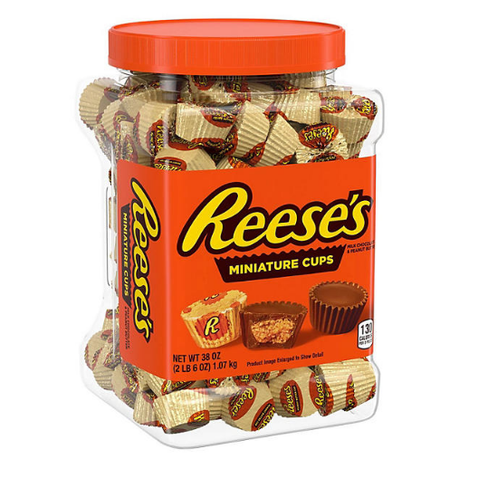 REESE'S Miniatures Milk Chocolate Peanut Butter Candy, Bulk Candy, Canister (38 oz.)