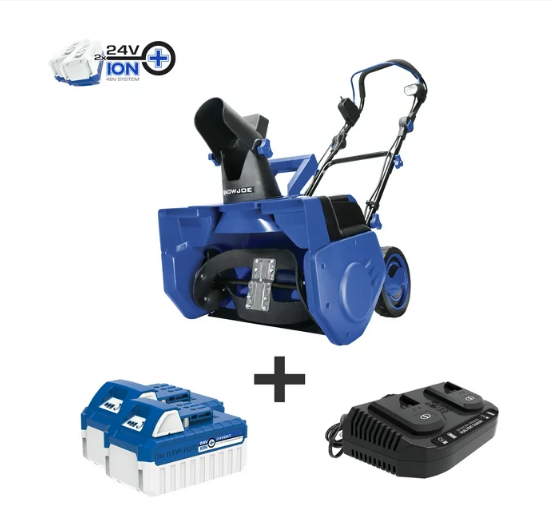 Snow Joe 48-Volt Cordless Walk-Behind Snow Blower Kit, 20-inch, W/ 2 x 4.0-Ah Batteries & Charger