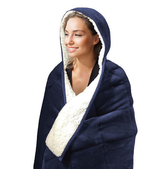 Pur Serenity 10-lb. Hooded Weighted Throw (Grey or Navy)