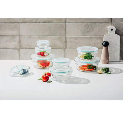 Member's Mark 16-Piece Round Shape Glass Food Storage Set by Glasslock