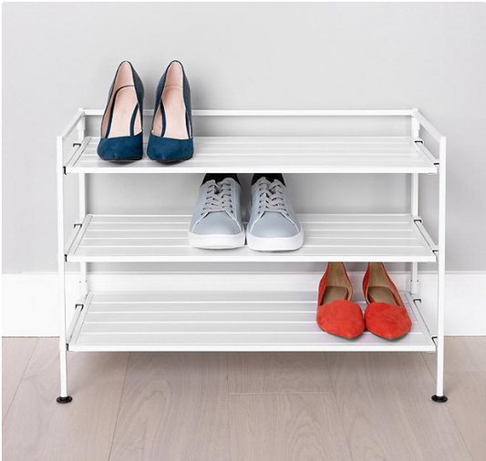 Seville Classics 3-Tier Resin Slat Shoe Rack, 26.5" W x 12.2" D x 19" H