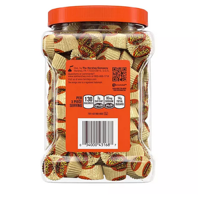 REESE'S Miniatures Milk Chocolate Peanut Butter Candy, Bulk Candy, Canister (38 oz.)