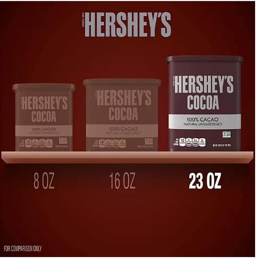 HERSHEY'S Natural Unsweetened Cocoa, Gluten Free, Can (23 oz.)(2 PK)