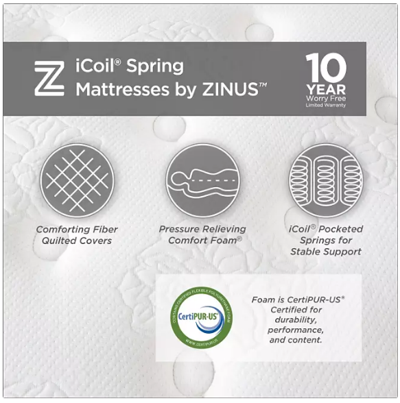 ZINUS Night Therapy 8" Hybrid Mattress