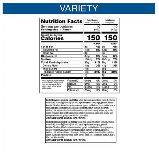 Pop-Tarts Bite Variety Pack, Blueberry and Strawberry (20 ct.)