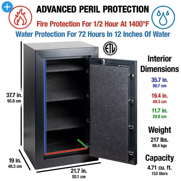 SentrySafe EF4738E Fire-Resistant and Water-Resistant Safe with Digital Lock, 4.70 Cu. ft.