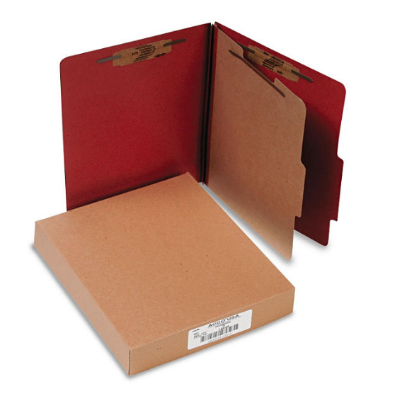 ACCO Pressboard 25-Pt 4-Section Classification Folders, Earth Red (Letter, 10ct.)