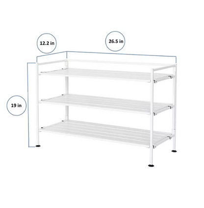 Seville Classics 3-Tier Resin Slat Shoe Rack, 26.5" W x 12.2" D x 19" H