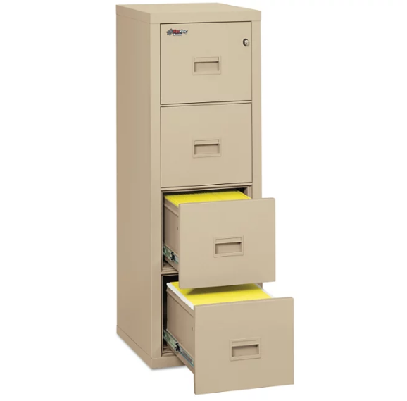 FireKing Turtle 4-Drawer Compact File Cabinet, Parchment