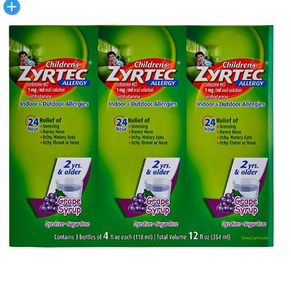 Children's Zyrtec Antihistamine Allergy Liquid, Grape (4 fl. oz., 3 pk.)