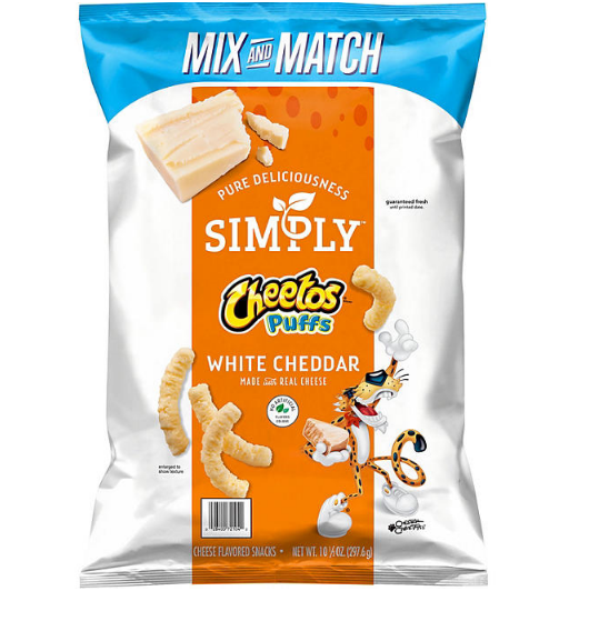 Cheetos Simply Puffs Cheese Flavored Snacks White Cheddar (10.5 oz.)(2 PK)