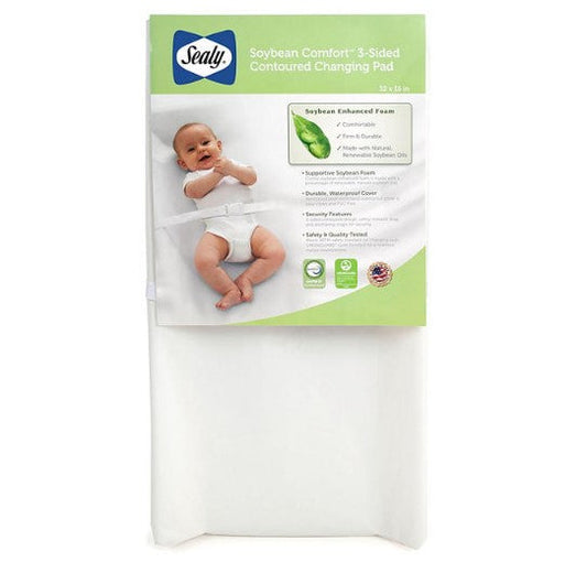 Sealy Soybean Comfort 3-Sided Contoured Diaper Changing Pad, White