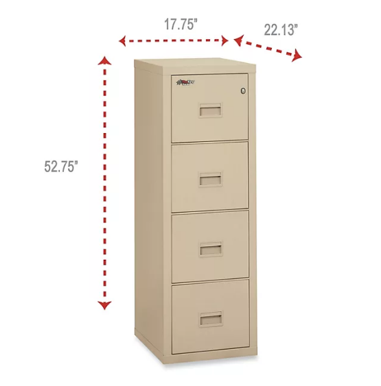 FireKing Turtle 4-Drawer Compact File Cabinet, Parchment