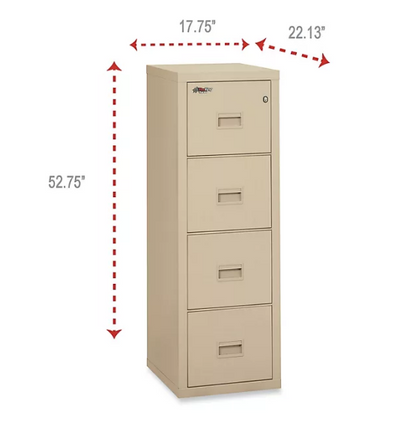 FireKing Turtle 4-Drawer Compact File Cabinet, Parchment