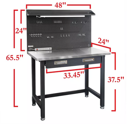 Seville Classics UltraHD Stainless Steel LED Lighted Workcenter