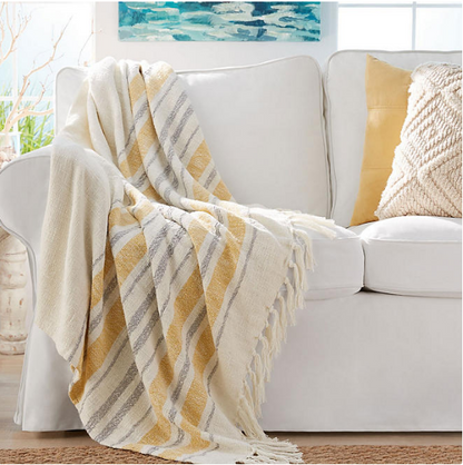 Member's Mark Woven Cotton Throw with Tassels, 60" x 70" (Assorted Colors)