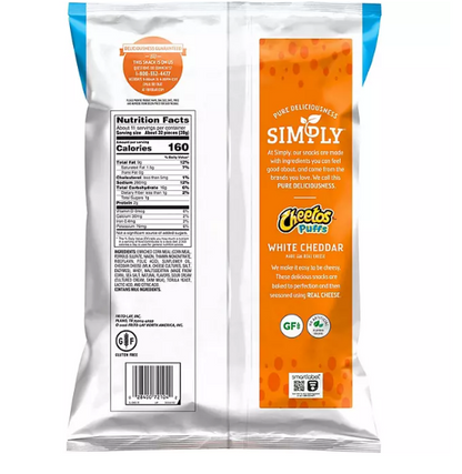 Cheetos Simply Puffs Cheese Flavored Snacks White Cheddar (10.5 oz.)(2 PK)