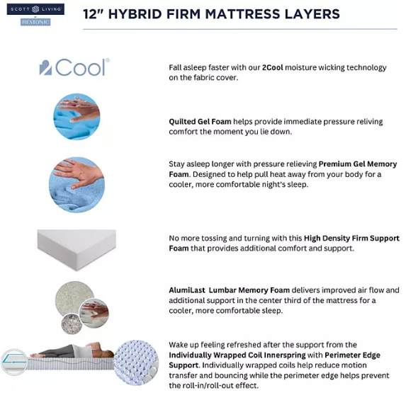 Scott Living 12" Firm Hybrid Mattress