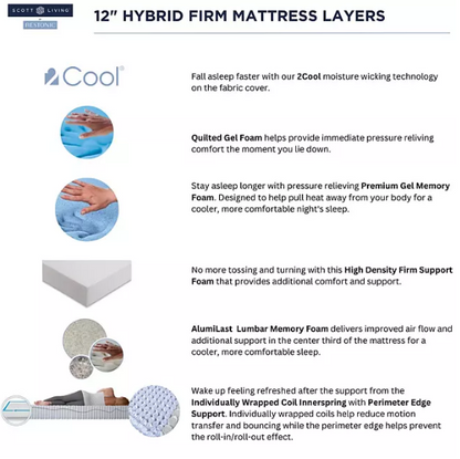 Scott Living 12" Firm Hybrid Mattress