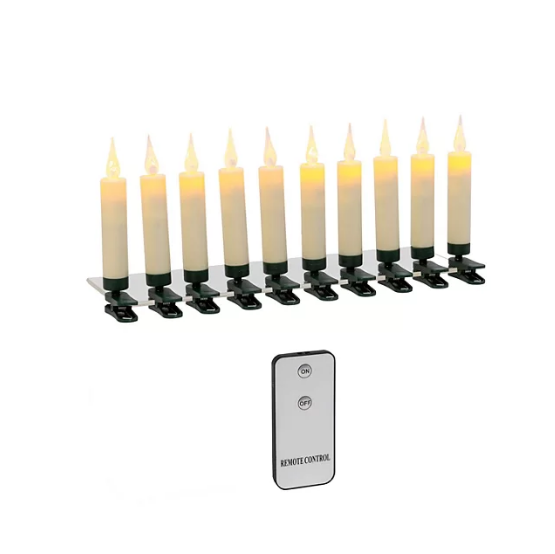 Remote Control Clip-On 4.13"H LED Candles - Set of 10