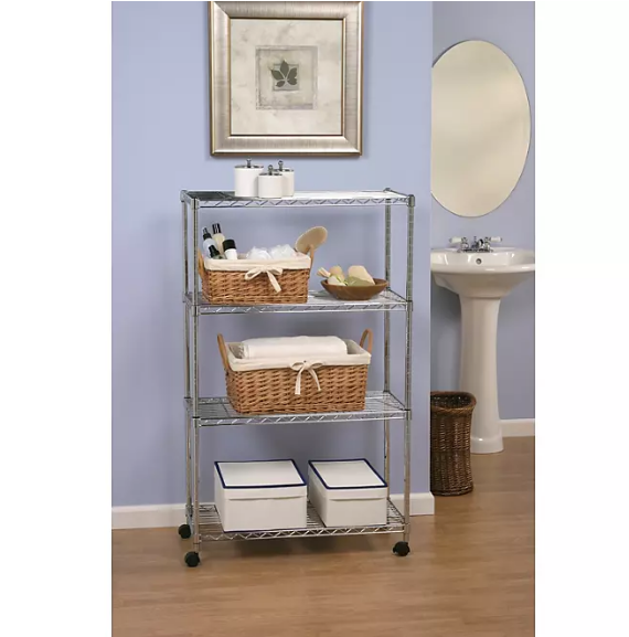 Seville Classics 4-Tier Steel Wire Shelving, 30" x 14" x 48" H