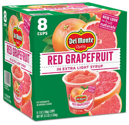 Del Monte Red Grapefruit In Extra Light Syrup, Single Serving Cups (8 ct.)