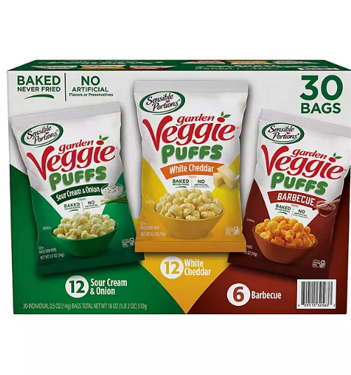 Sensible Portions Garden Veggie Puffs Variety Pack (0.5 oz., 30 pk.)