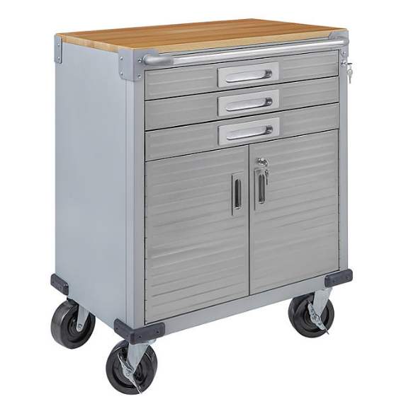 Seville Classics UltraHD 3-Drawer Rolling Lockable Storage Cabinet