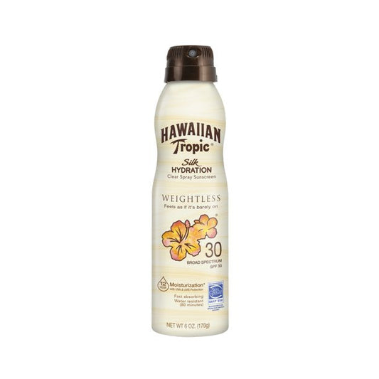 Hawaiian Tropic Silk Hydration Weightless Spray Sunscreen 6 Oz, 30 SPF, 12 Hour Moisturization, Water Resistant (80 Minutes) Sunblock