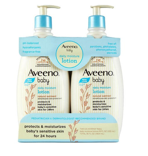 Aveeno Baby Daily Moisture Lotion, 24hr Protection (18 fl. oz., 2 pk.)