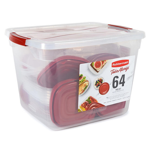 Rubbermaid 64-Piece TakeAlongs Food Storage Set with 30-Quart Storage Tote