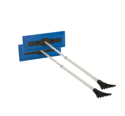 Snow Joe Original 2-in-1 Telescoping Snow Broom + Ice Scraper, 18-inch, 2-Pack, Blue