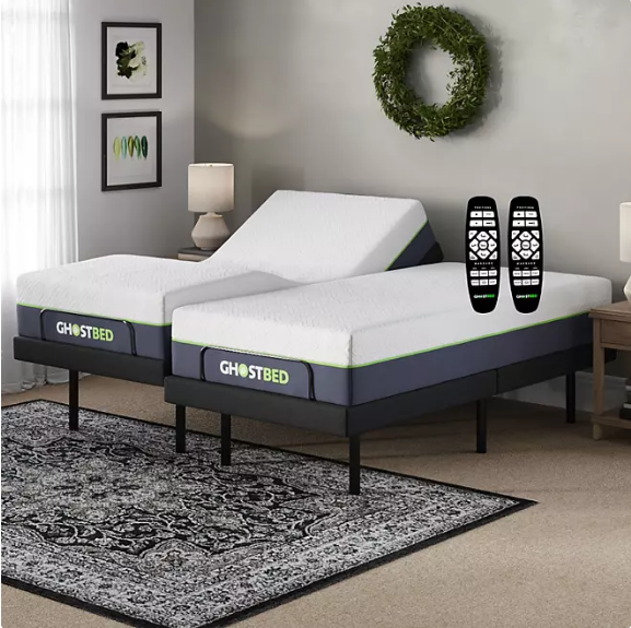 GhostBed Medium Firm Hybrid Mattress and Adjustable Base Set