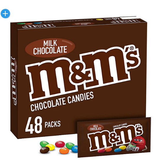 M&M'S Milk Chocolate Candy Full Size Bulk Pack (1.69 oz., 48 ct.)