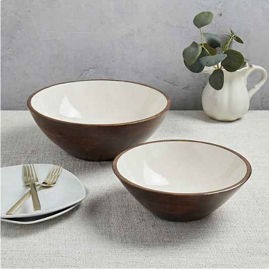 Member's Mark Set of 2 Mango Wood Serving Bowls (Assorted Colors)