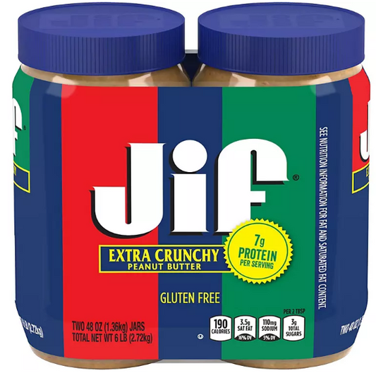 Jif Extra Crunchy Peanut Butter (48 oz., 2 pk.)