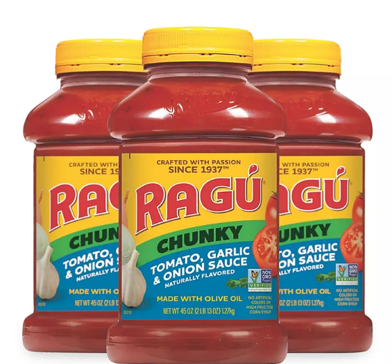 Ragu Chunky Tomato, Garlic and Onion Pasta Sauce (45 oz., 3 pk.)