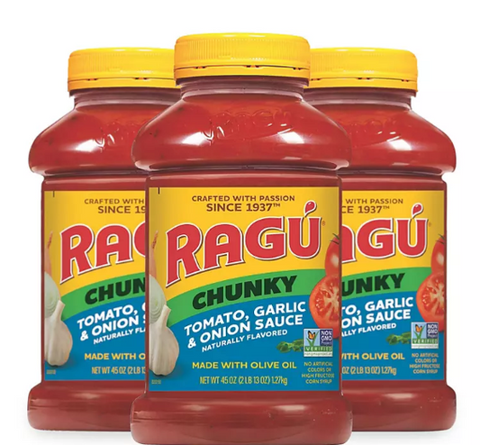 Ragu Chunky Tomato, Garlic and Onion Pasta Sauce (45 oz., 3 pk.)