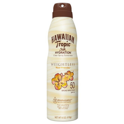 Hawaiian Tropic Silk Hydration Weightless Sunscreen Spray SPF 50, 6 oz