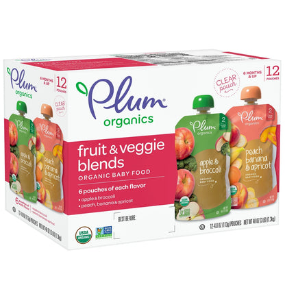 Plum Organics Stage 2 Organic Baby Food, Fruit & Veggie Variety Pack (4 oz., 12 pk.)