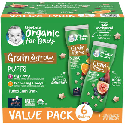 Gerber Organic Puffs, Variety Pack (1.48 oz., 6 pk.)