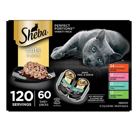 Sheba Perfect Portions Wet Cat Food Trays, Variety Pack (60 ct., 2.6 oz.)