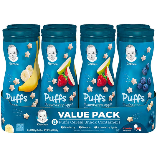 Gerber Graduates Puffs Cereal Snack Variety Pack (1.48 oz., 8 ct.)